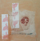 umbrella kid 15, 35 x 35 cm, digitale fotocollage und mixed media auf spanplatte, 2003